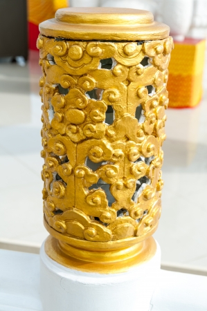 Native art carved on the balustrade in the Chinese temple のeditorial素材