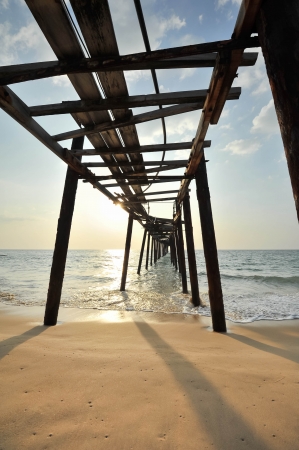 wooden fisherman bridge, pang-nga Thailandの写真素材