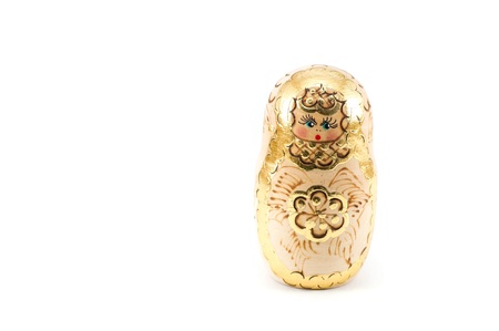 Matryoshka, Russian wooden doll on a white backgroundの写真素材