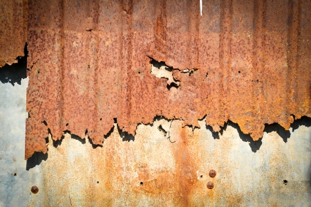 Rusty corrugated metal wall 