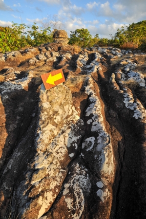 geological feature in evening, Phu Hin Rong Kla in Thailandの写真素材