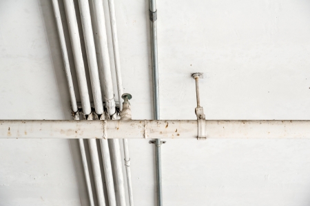 pipeline on parking lot ceilingの写真素材