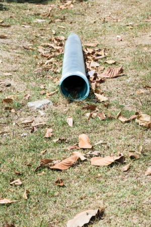 drainage pipe on groundの写真素材
