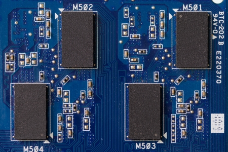 Closeup of dusty computer motherboard with details 