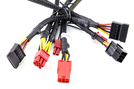 Computer connection plugs on white background の写真素材