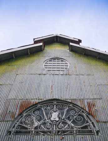old metal sheet facade and window at market, Myanmar の写真素材