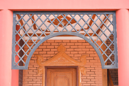 wooden louver on building, contemporary Myanmar style の写真素材