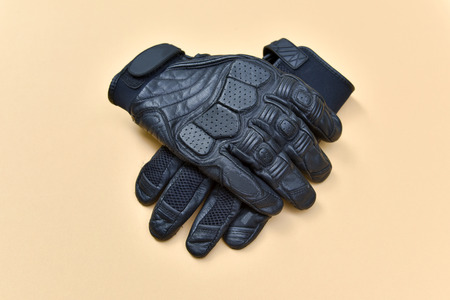 Leather gloves for riding a motorcycleの写真素材