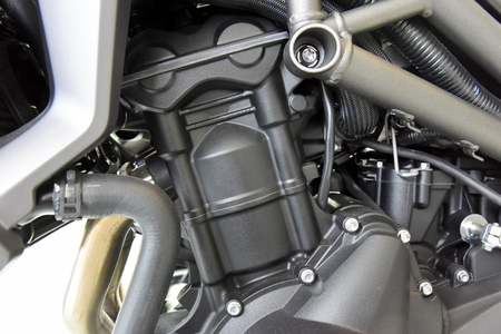 close up of motorcycle engine design details