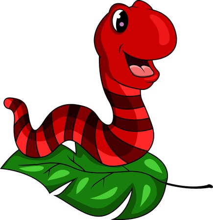 cute red worm cartoonのイラスト素材