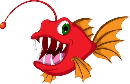 red monster fish cartoonのイラスト素材