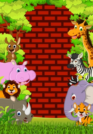 illustration of cute animal wildlife cartoonのイラスト素材