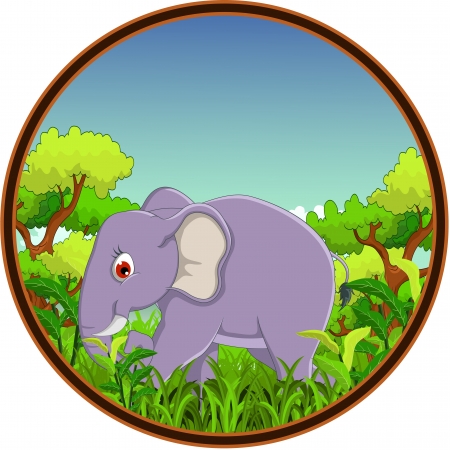 elephant with forest backgroundのイラスト素材