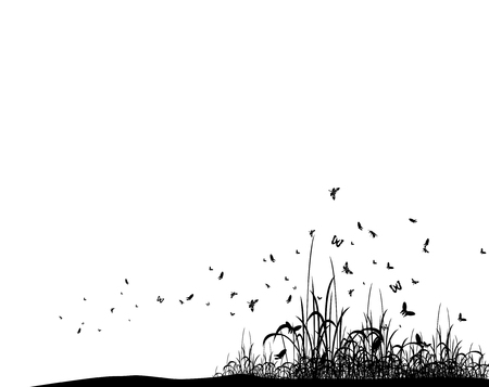 beauty grass silhouetteのイラスト素材