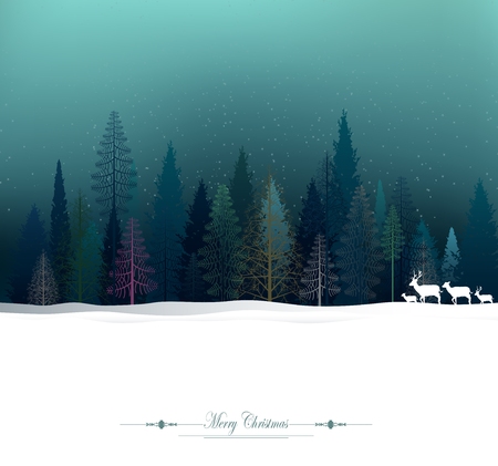 Winter Christmas treesのイラスト素材