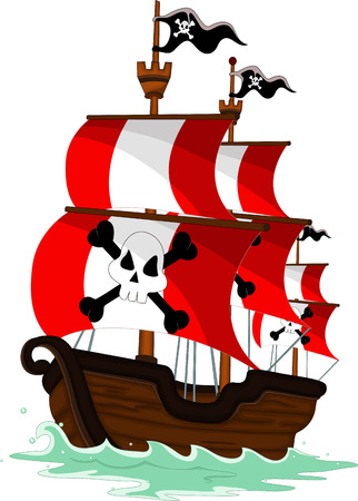 pirate ship cartoonのイラスト素材