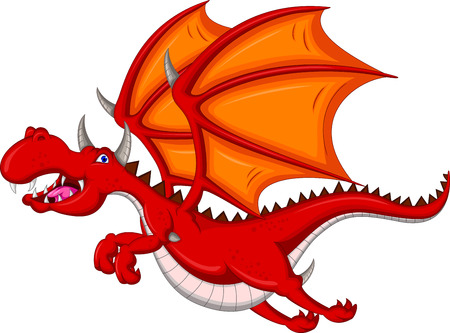 red dragon cartoon flyingのイラスト素材