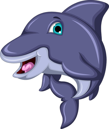 cute Cartoon Dolphin jumpingのイラスト素材