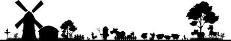 farm silhouetteのイラスト素材