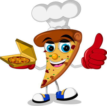 cute pizza cartoon thumb upのイラスト素材
