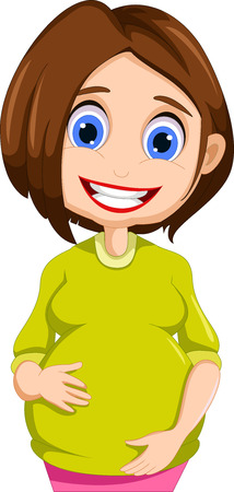 pregnant women cartoon posingのイラスト素材