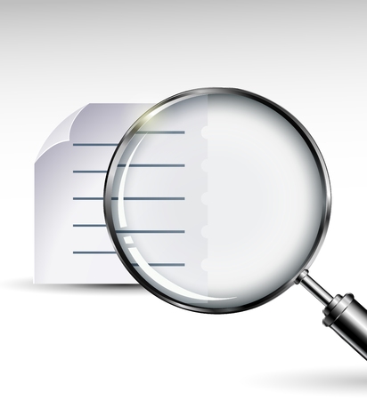 Magnifying glass with abstract paper documents for you designのイラスト素材
