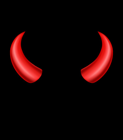 Devil horns on black backgroundのイラスト素材