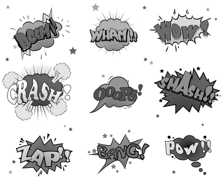 Collection of nine comic sound Effects for you designのイラスト素材