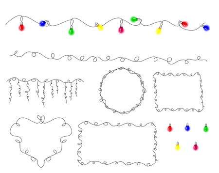 Collection of Multicolored lamp festive garlandのイラスト素材