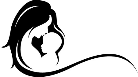mother and baby silhouetteのイラスト素材