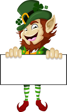 Happy Leprechaun with blank sign for you designのイラスト素材