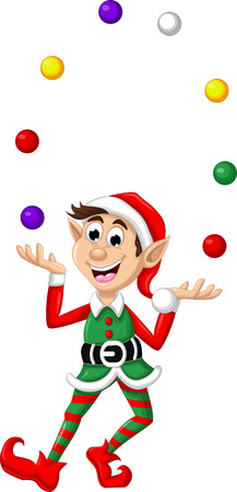 Christmas elf playing ballsのイラスト素材