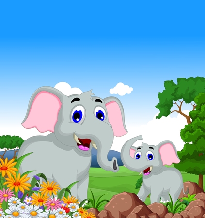 funny elephant cartoonのイラスト素材