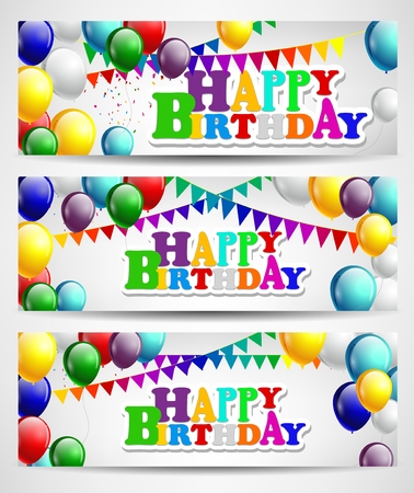 happy birthday background with colorful balloonsのイラスト素材