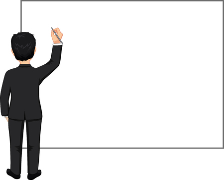 Businessman with pen and blank boardのイラスト素材
