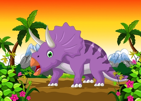 Dinosaur Triceratops cartoonのイラスト素材