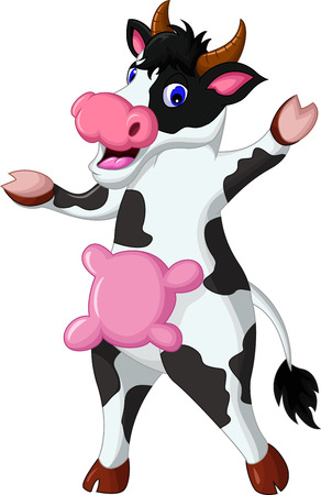 Cow cartoon wavingのイラスト素材