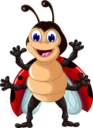 funny Ladybugs wavingのイラスト素材