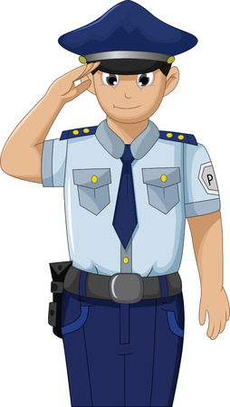 Police men in action respectable and saluting cartoon for you dsignのイラスト素材