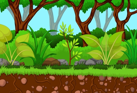 green trees with tropis forestのイラスト素材