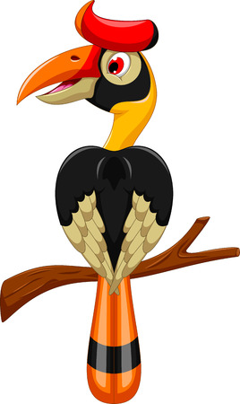 horn bird cartoon posingのイラスト素材