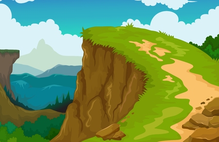 beauty mountain cliff with landscape backgroundのイラスト素材