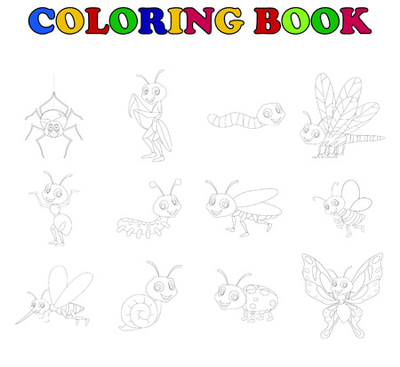 coloring book of collection insects cartoonのイラスト素材