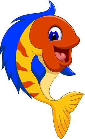 funny cute fish cartoon close upのイラスト素材