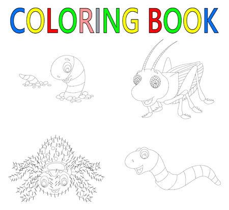 coloring book with insect collectionのイラスト素材