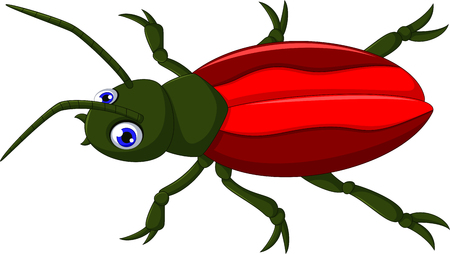 cute red beetle cartoon posingのイラスト素材