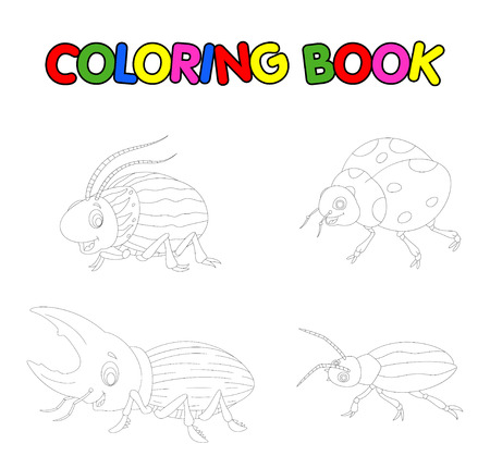 coloring book of beetle cartoonのイラスト素材