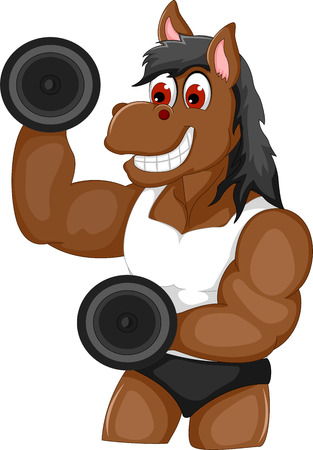 funny horse cartoon fitnessのイラスト素材