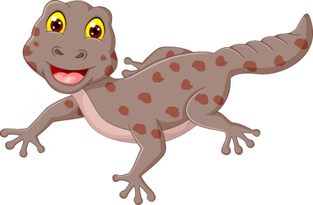 Cute gecko cartoon posing with smileのイラスト素材