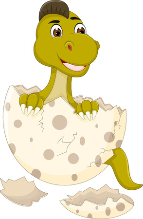 Cute baby dinosaur hatch cartoon.のイラスト素材